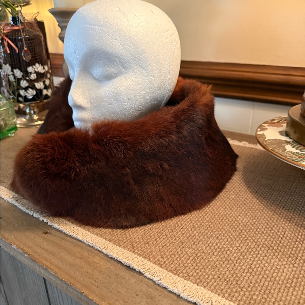 VINTAGE Reddish brown real fur collar~stole~ Wrap~Gadsby~flapper~1920s style - Picture 7 of 14